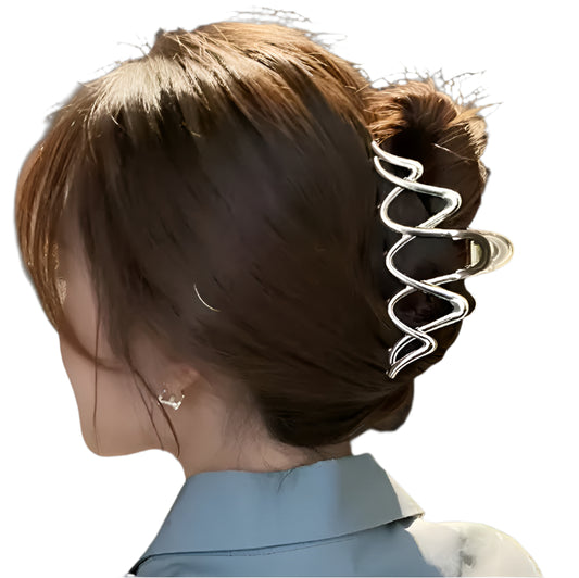de Wave Hair Clip Modern and Sophisticated Accessories Collection - Silver