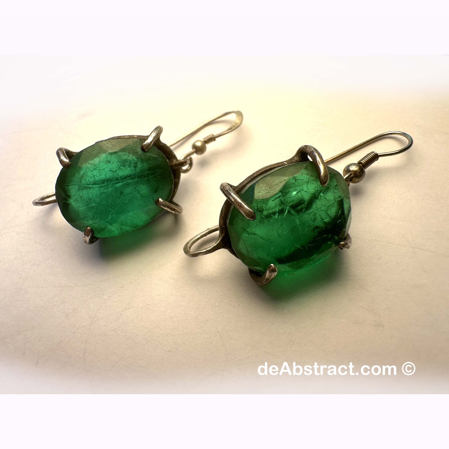 'de Emeralds' Earrings - Sterling Silver 925, handmade, forged, and hammered