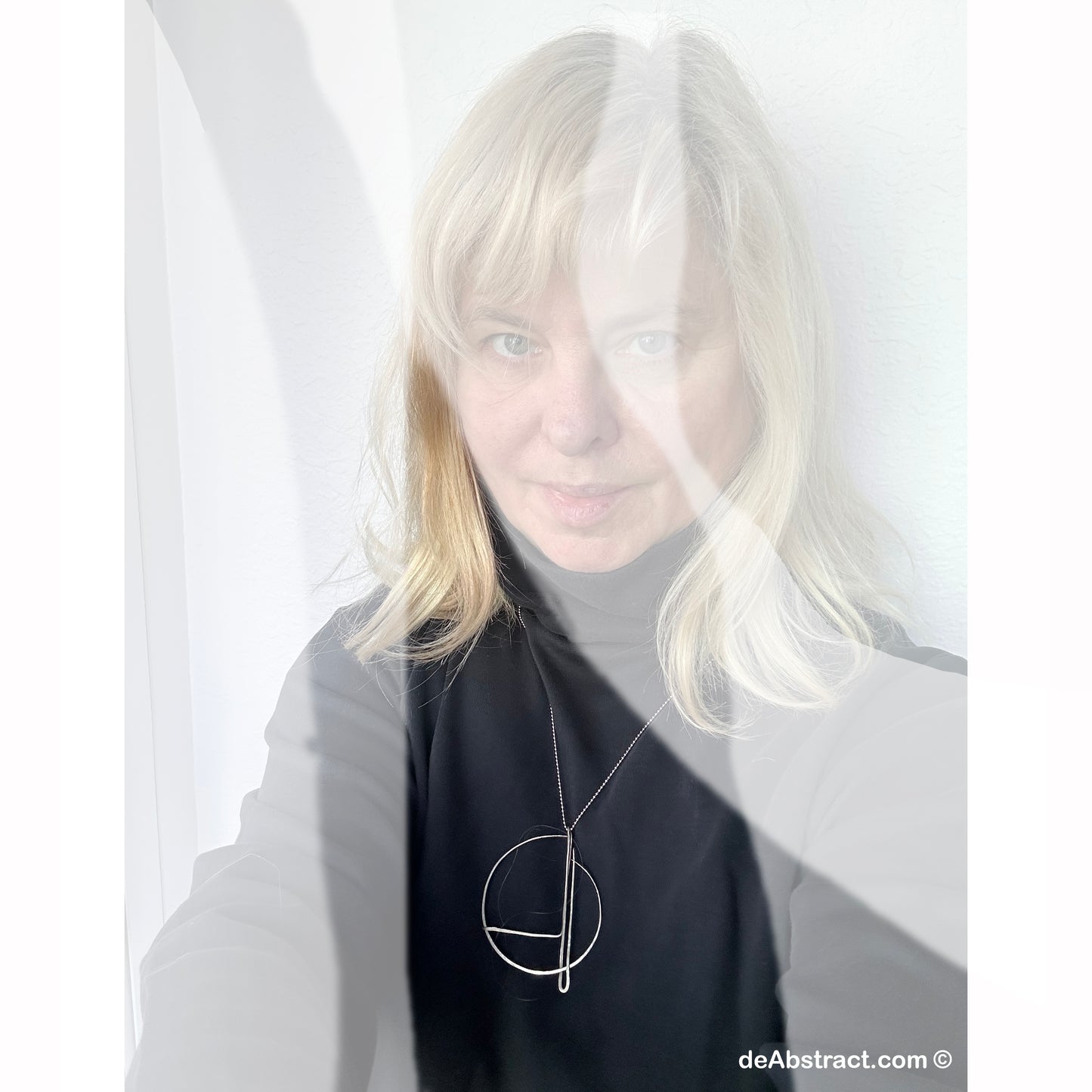 'de Abstract Moon' Necklace, sterling silver pendant with 18" delicate stainless steel chain