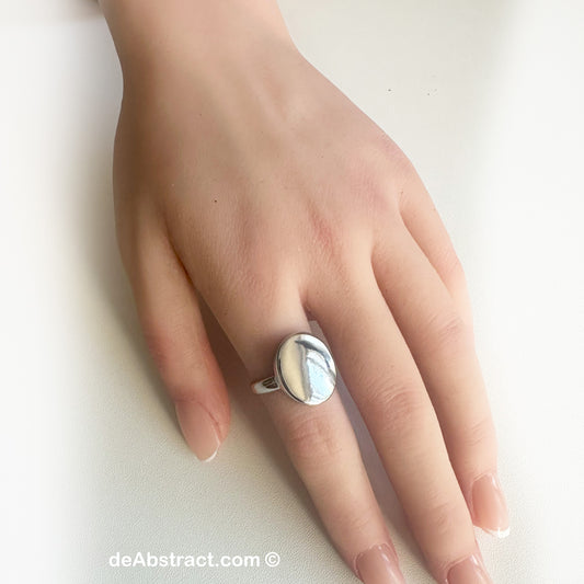 'de Moon' Ring silver plated, adjustable
