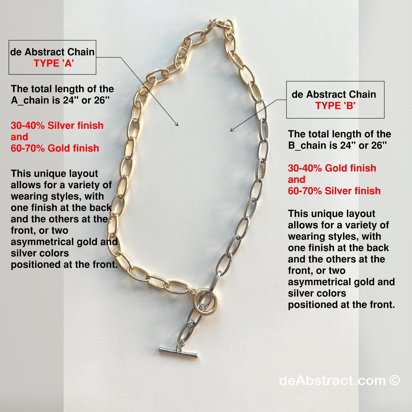 'de Abstract SG1' Necklace - Gold and Silver