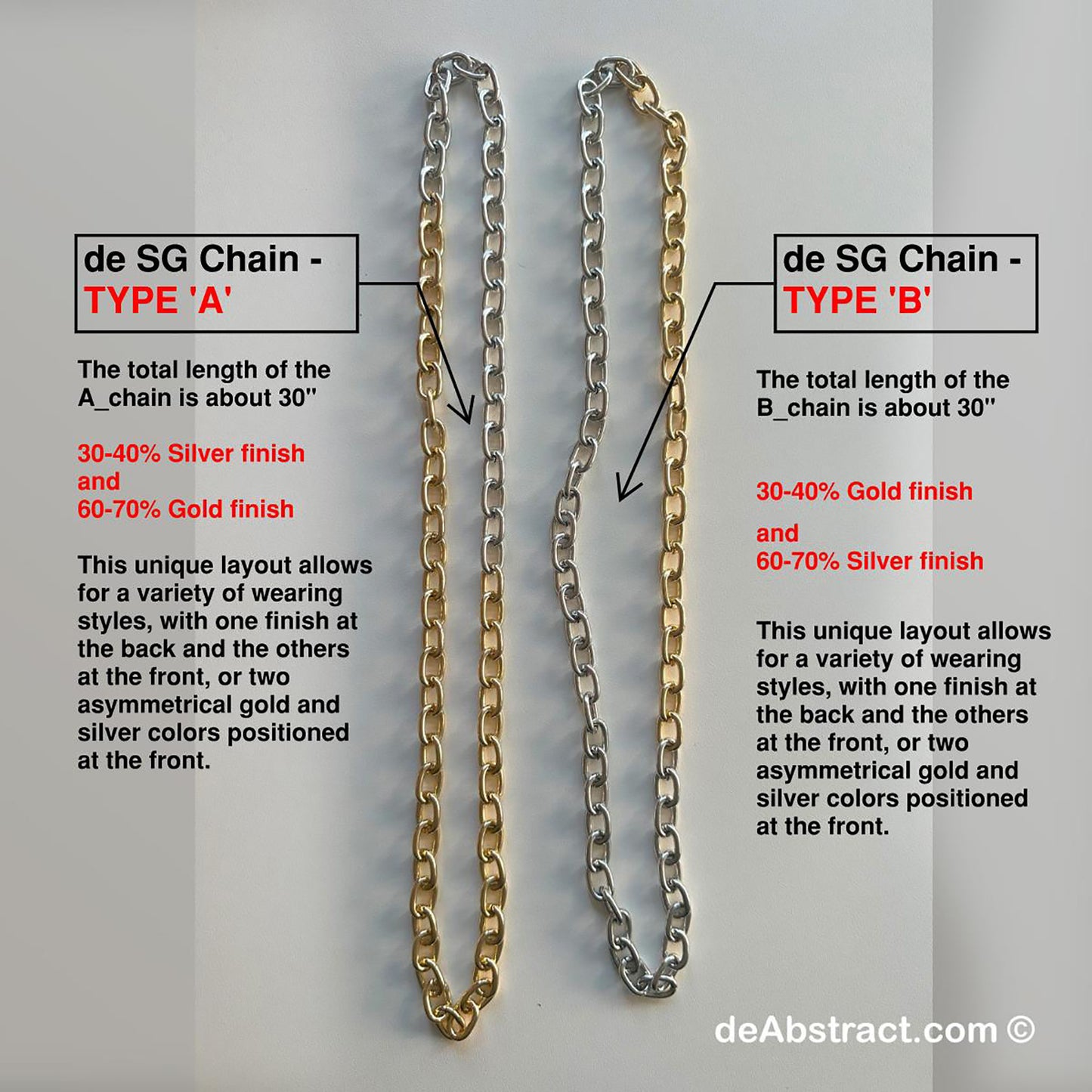 'de Abstract SG2' Necklace - Gold and Silver