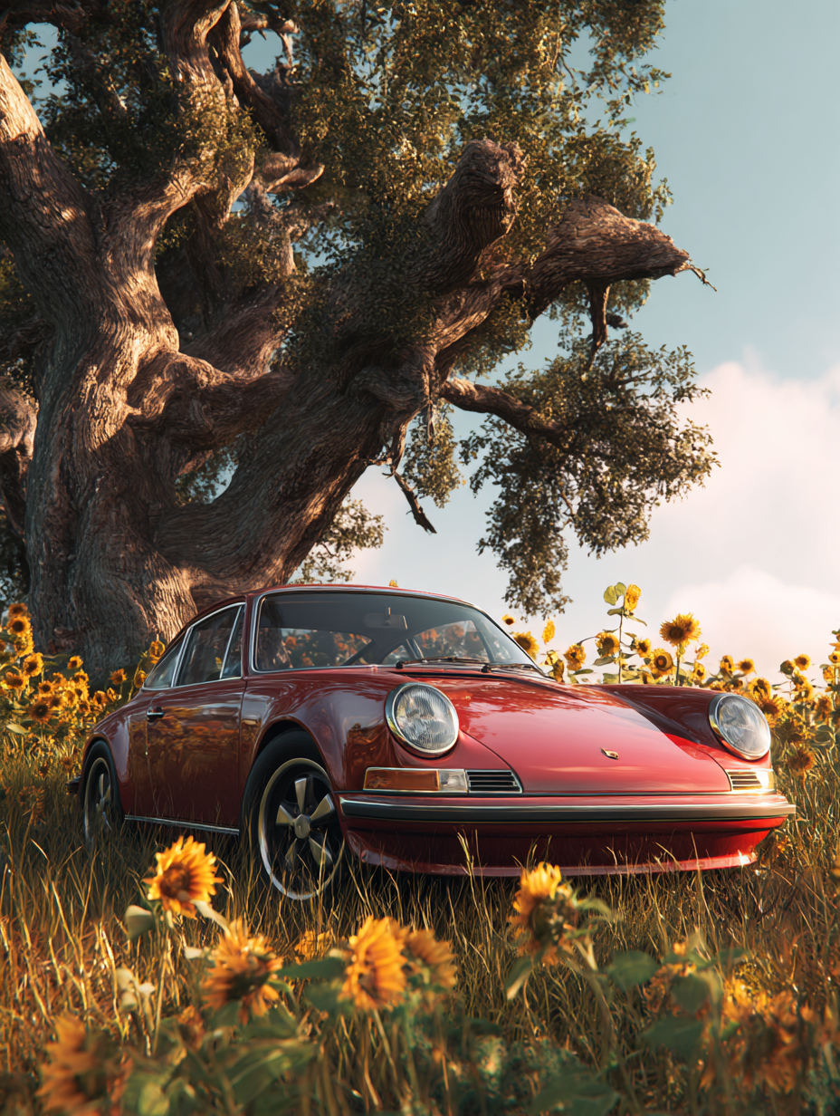 Poster - Porsche, Sunflowers and Oak