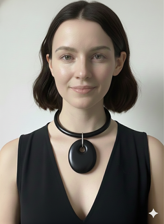 Sculptural Lucite Statement Jewelry – Flow Necklace in Black