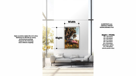 Red Porsche, Sunflowers and Oak — Digital Poster | Fine Art